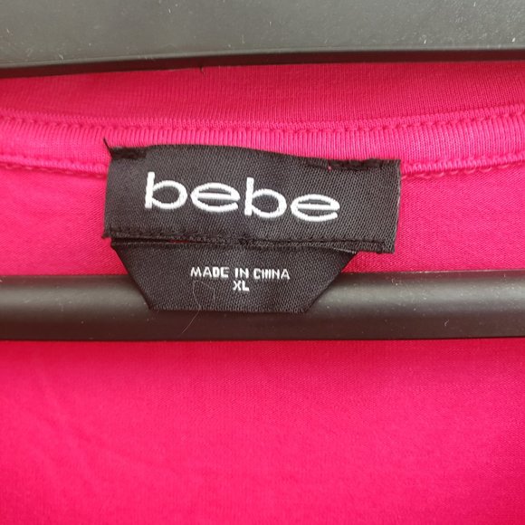 Bebe Rhinestone Logo Lettering T-shirt Size XL - Picture 2 of 6